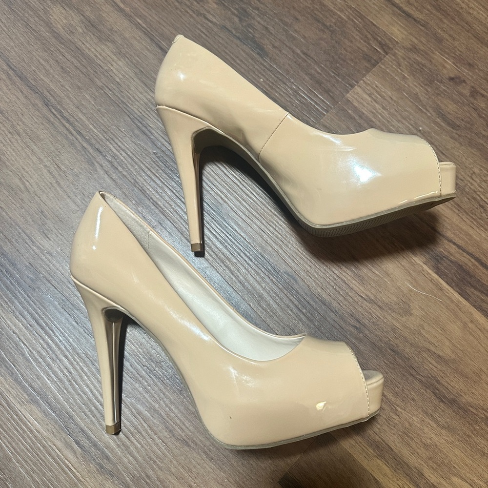 Guess Nude Peep-Toe Stilettos